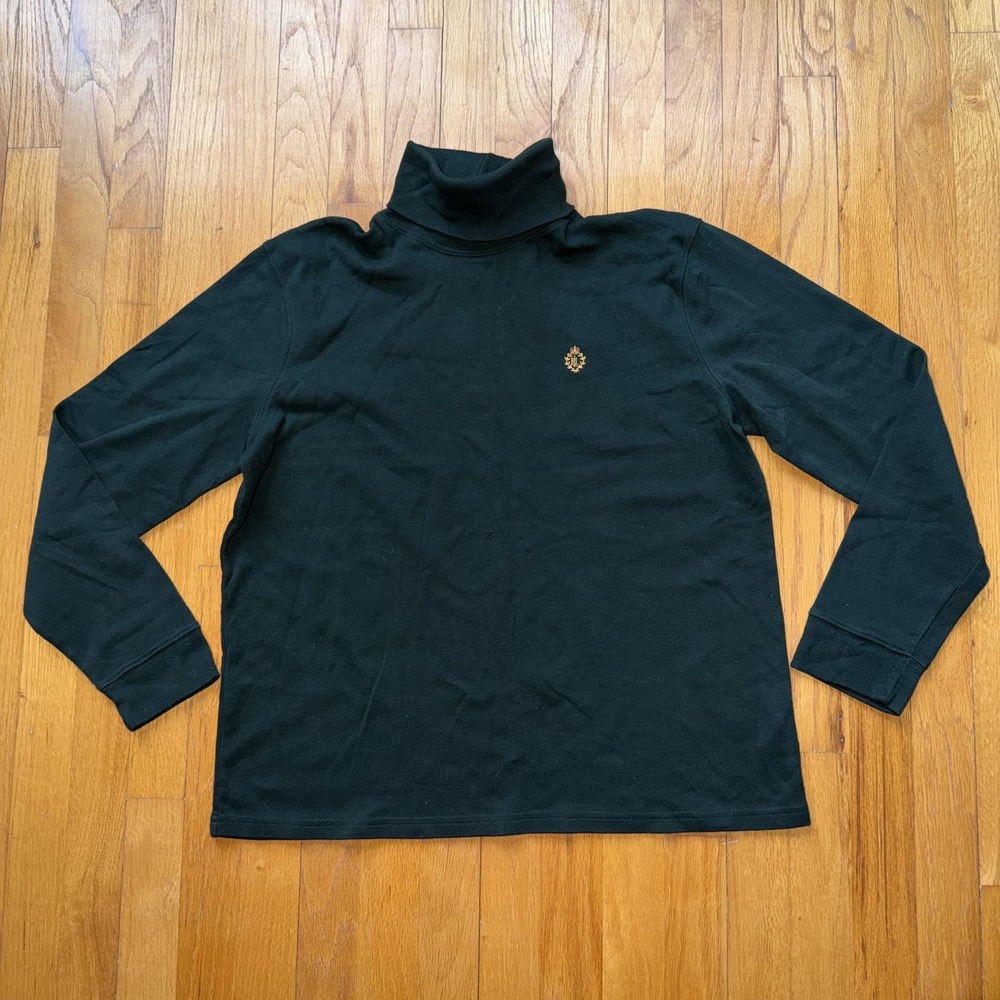Lauren Ralph Lauren Turtleneck Shirt XL Crest Prep Logo Cotton Green Long Sleeve